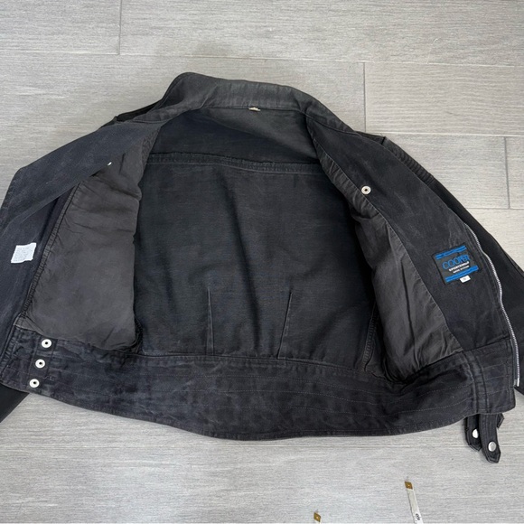 Cooper Sportswear Vintage Cropped Denim Moto Jean Jacket Black Gray Motorcycle S - Picture 14 of 16